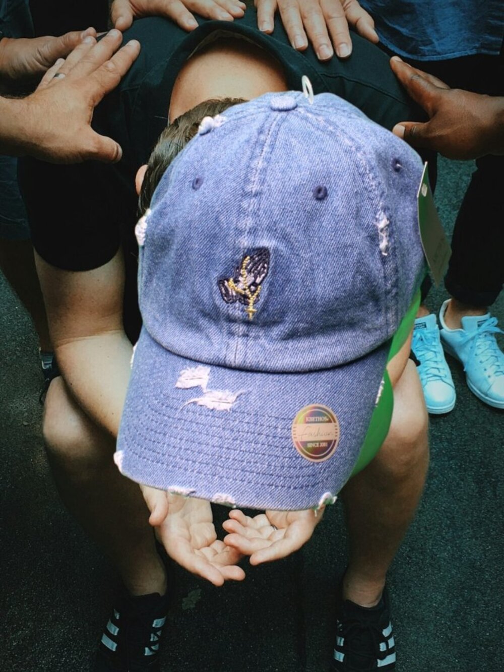 Kbethos Praying Hands Baseball Cap Strapback Hat Fashion Distressed NEW TAG